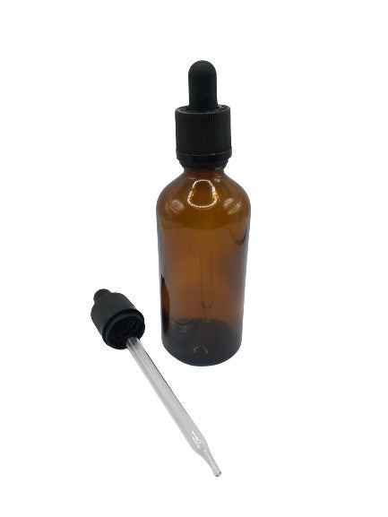 Bouteille en verre ambre 100ml pipette noir