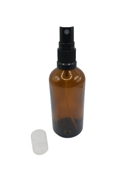 Bouteille en verre ambre 100ml vaporisateur noir