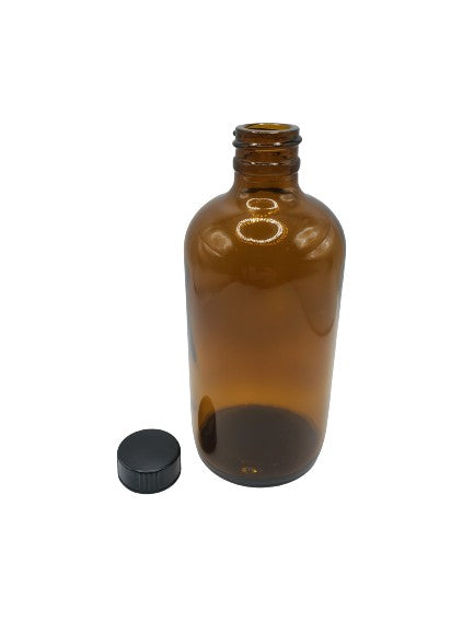 Bouteille en verre ambre 240ml / 8oz  bouchon noir