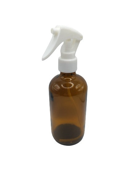 Bouteille en verre ambre 240ml / 8oz vaporisateur à gâchette blanche