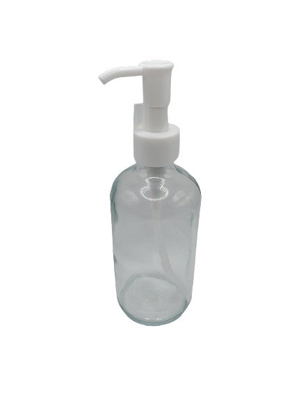 Bouteille en verre transparent 240ml / 8OZ  pompe blanche