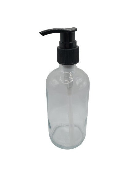 Bouteille en verre transparent 240ml / 8OZ  pompe noire