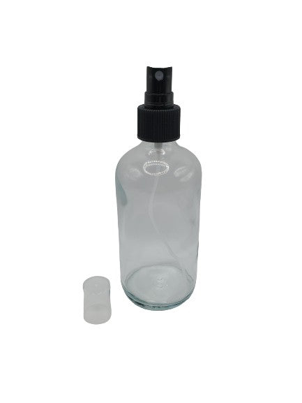 Bouteille en verre transparent 240ml / 8OZ  vaporisateur noir