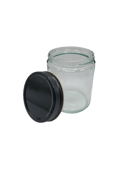 250 ml Pot en verre clair - Couvercle noir