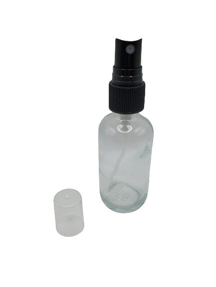 Bouteille en verre transparent 60ml vaporisateur noir