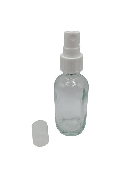 Bouteille en verre transparent 60ml vaporisateur blanc