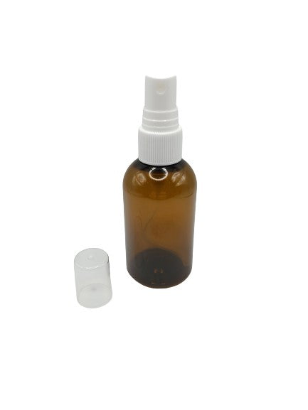 Bouteille ambre 90 ml vaporisateur blanc