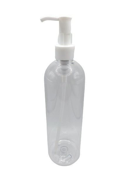 Bouteille cosmo transparent 500ml pompe blanche