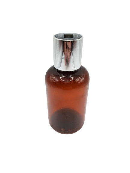 Bouteille ambre 120ml bec verseur gris et argent